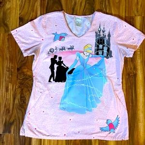 Disney Princess Cinderella Scrub Top Size Small